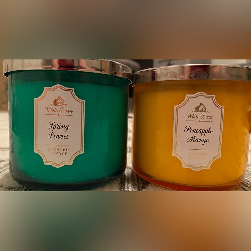 Set of 2 White Barn Candles